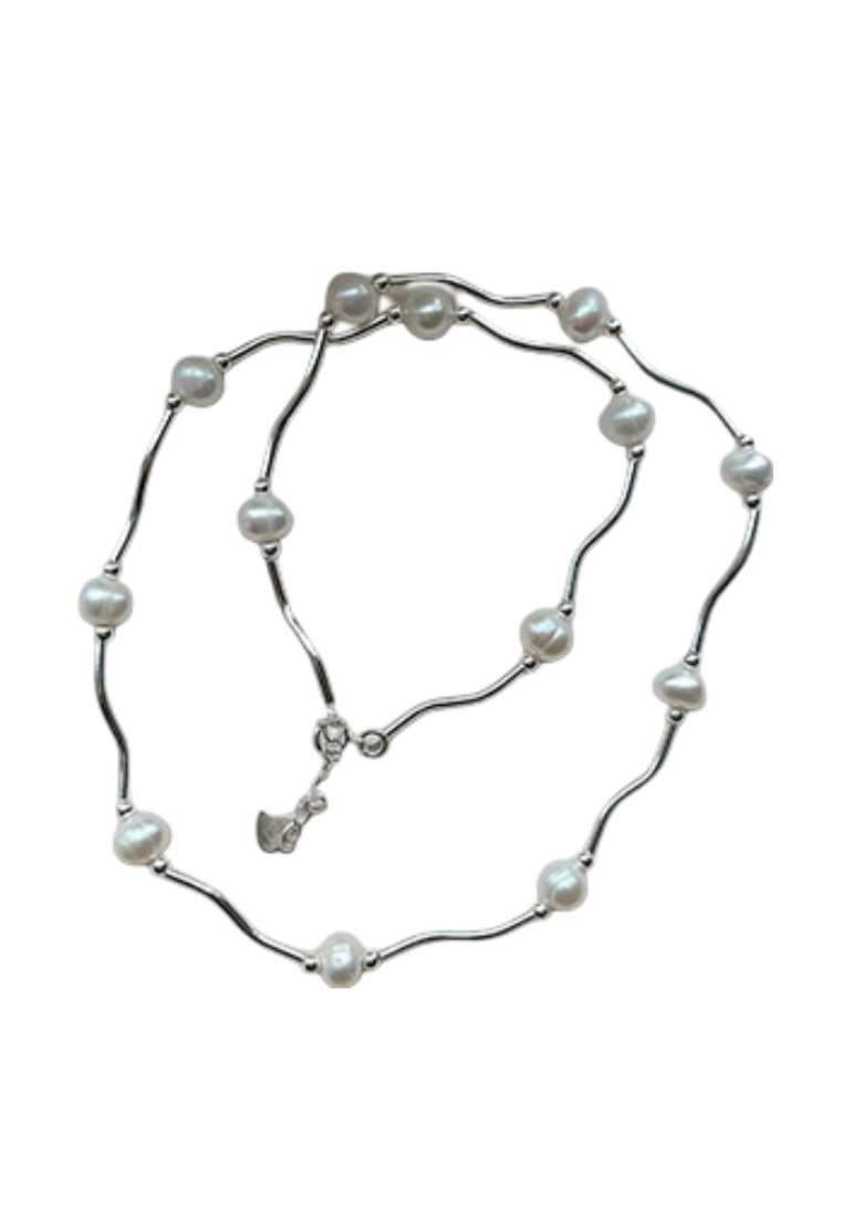 Small Silver Pearl Necklace