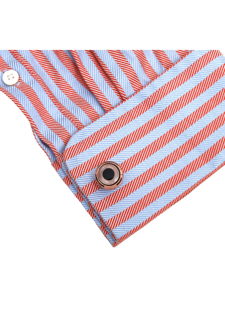 Pair Of Men's Accessories Simple Black Pattern Round Rose Gold Shirt Cufflinks