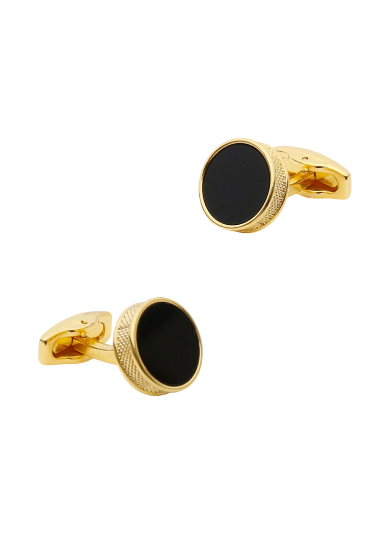 Men's Cufflinks Classic Simple Gold Round Black Face French Shirt Accessories Pair