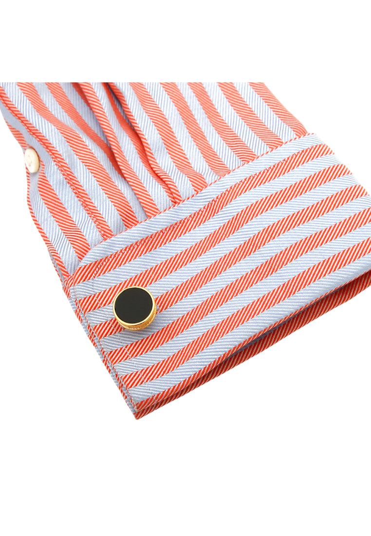 Men's Cufflinks Classic Simple Gold Round Black Face French Shirt Accessories Pair