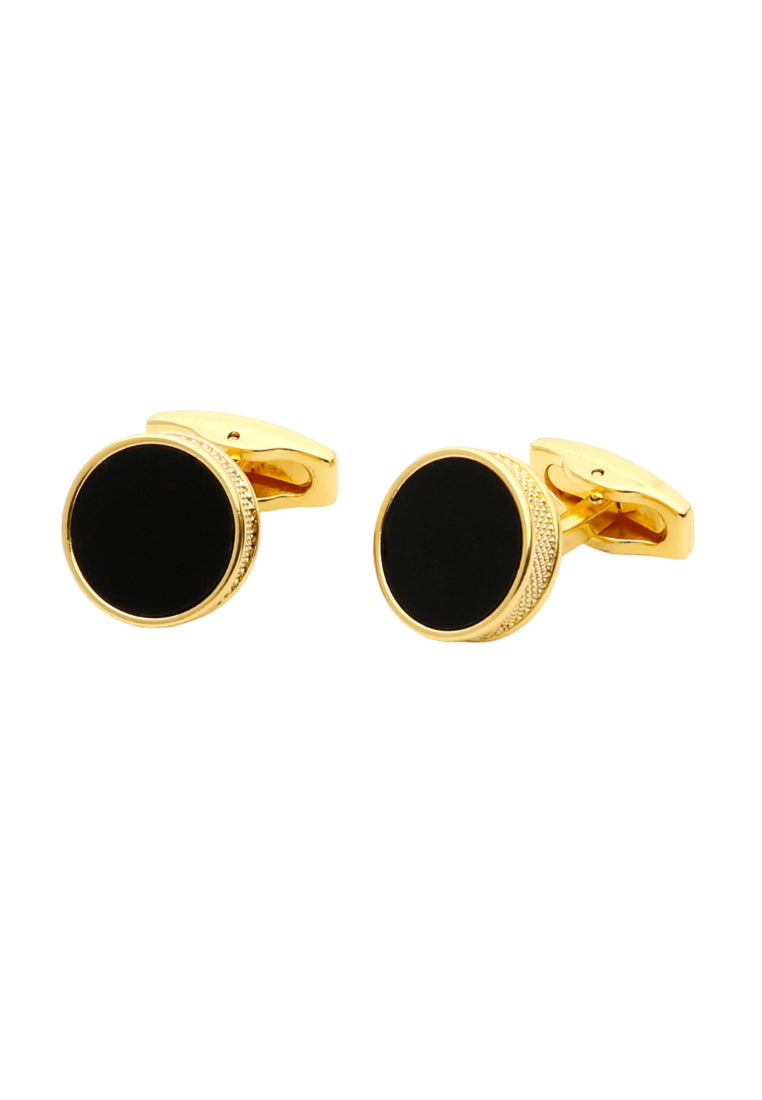 Men's Cufflinks Classic Simple Gold Round Black Face French Shirt Accessories Pair