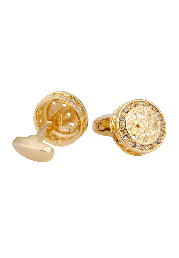 Men's Cufflinks High Quality Light Luxury Rhinestone Gold Round Shirt Cuff Nails