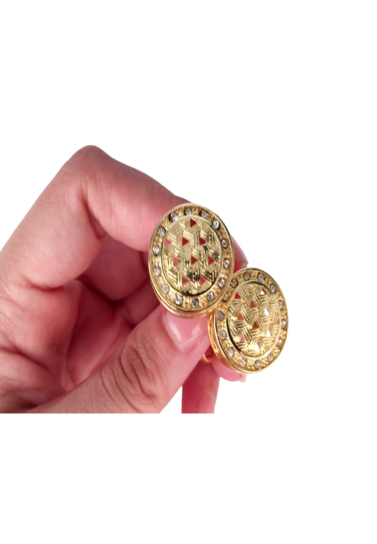 Men's Cufflinks High Quality Light Luxury Rhinestone Gold Round Shirt Cuff Nails