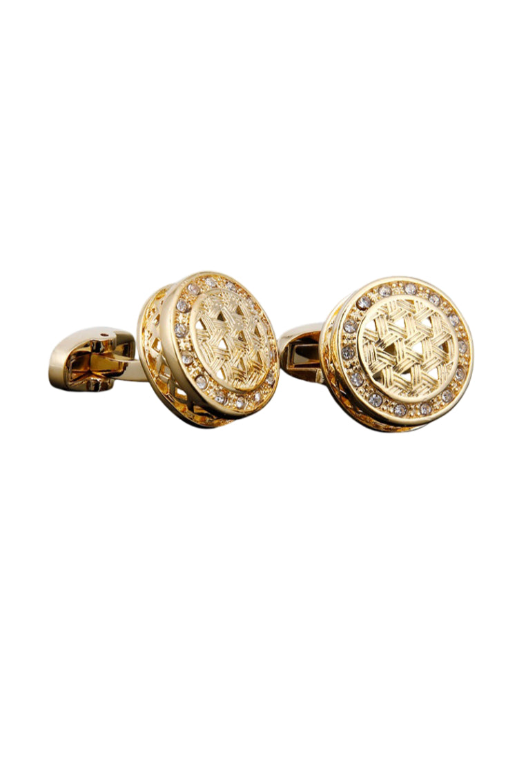 Men's Cufflinks High Quality Light Luxury Rhinestone Gold Round Shirt Cuff Nails