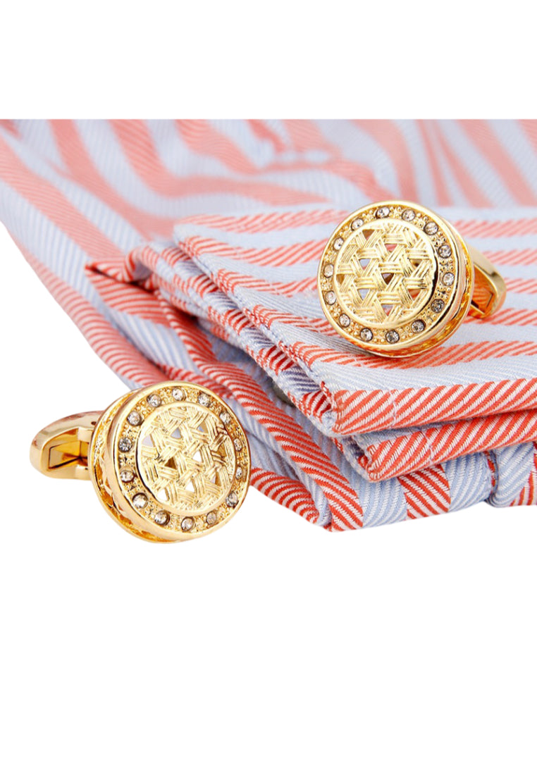 Men's Cufflinks High Quality Light Luxury Rhinestone Gold Round Shirt Cuff Nails