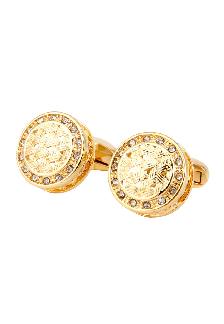 Men's Cufflinks High Quality Light Luxury Rhinestone Gold Round Shirt Cuff Nails