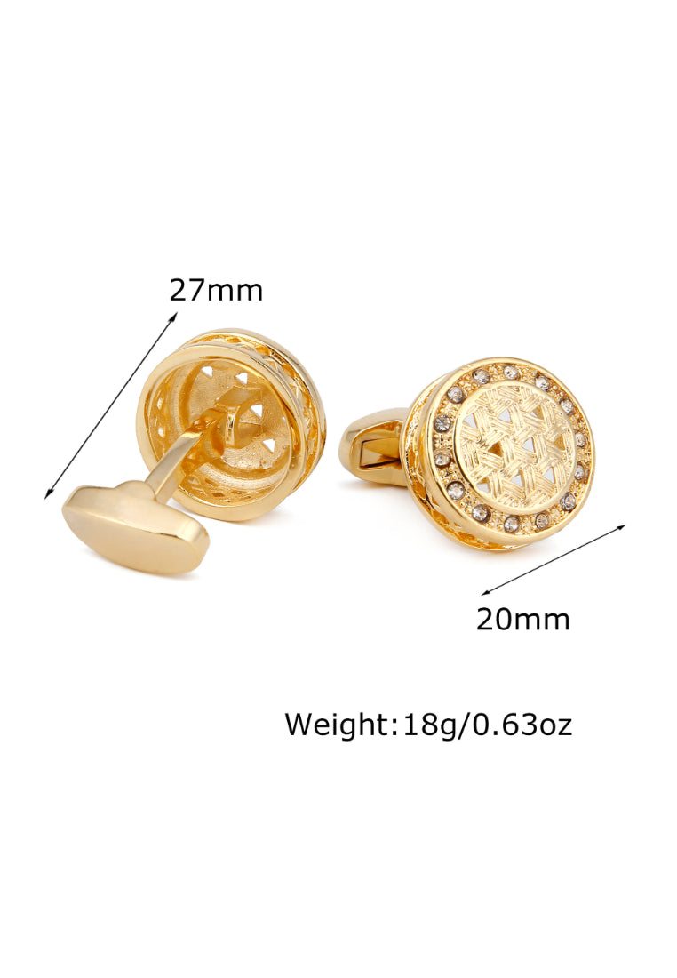 Men's Cufflinks High Quality Light Luxury Rhinestone Gold Round Shirt Cuff Nails