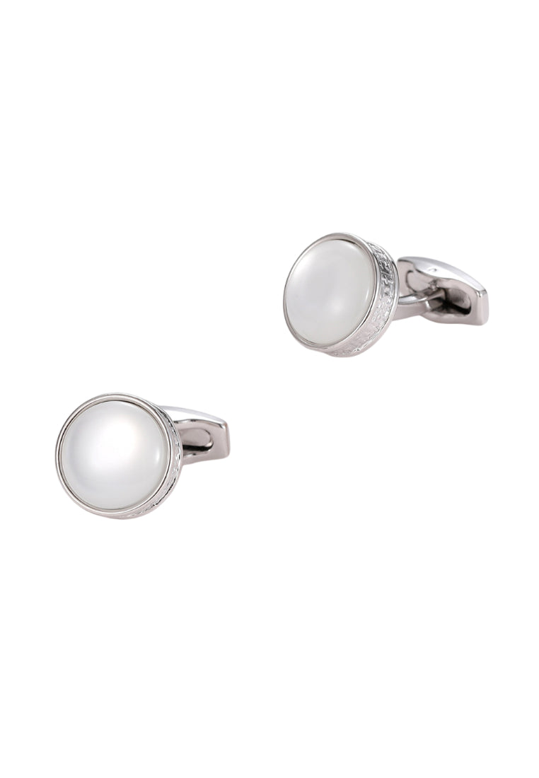 Men's Cufflinks French Round Silver Casual Shirt Jewelry Pair