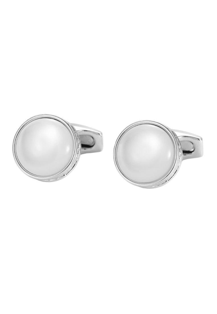 Men's Cufflinks French Round Silver Casual Shirt Jewelry Pair