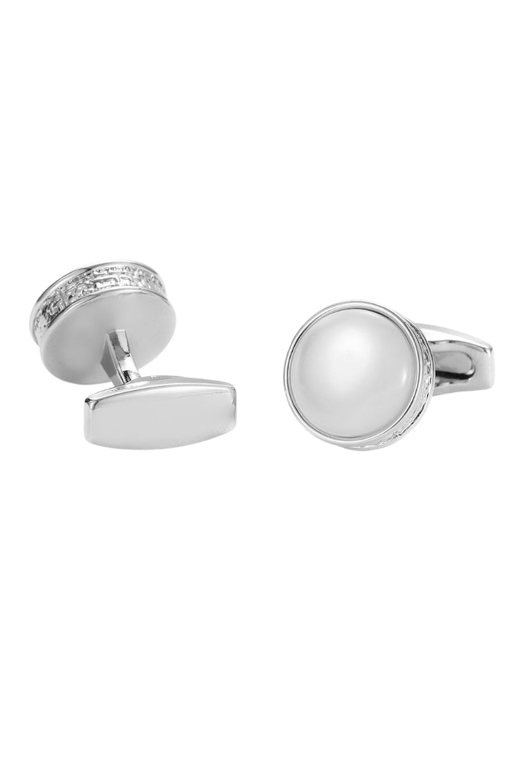Men's Cufflinks French Round Silver Casual Shirt Jewelry Pair