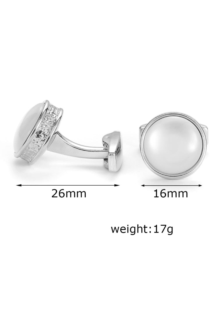 Men's Cufflinks French Round Silver Casual Shirt Jewelry Pair