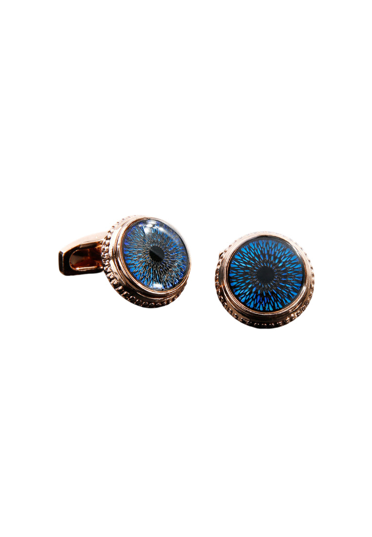 Dazzling Blue Pattern Round Rose Gold Men's Shirt Cufflinks