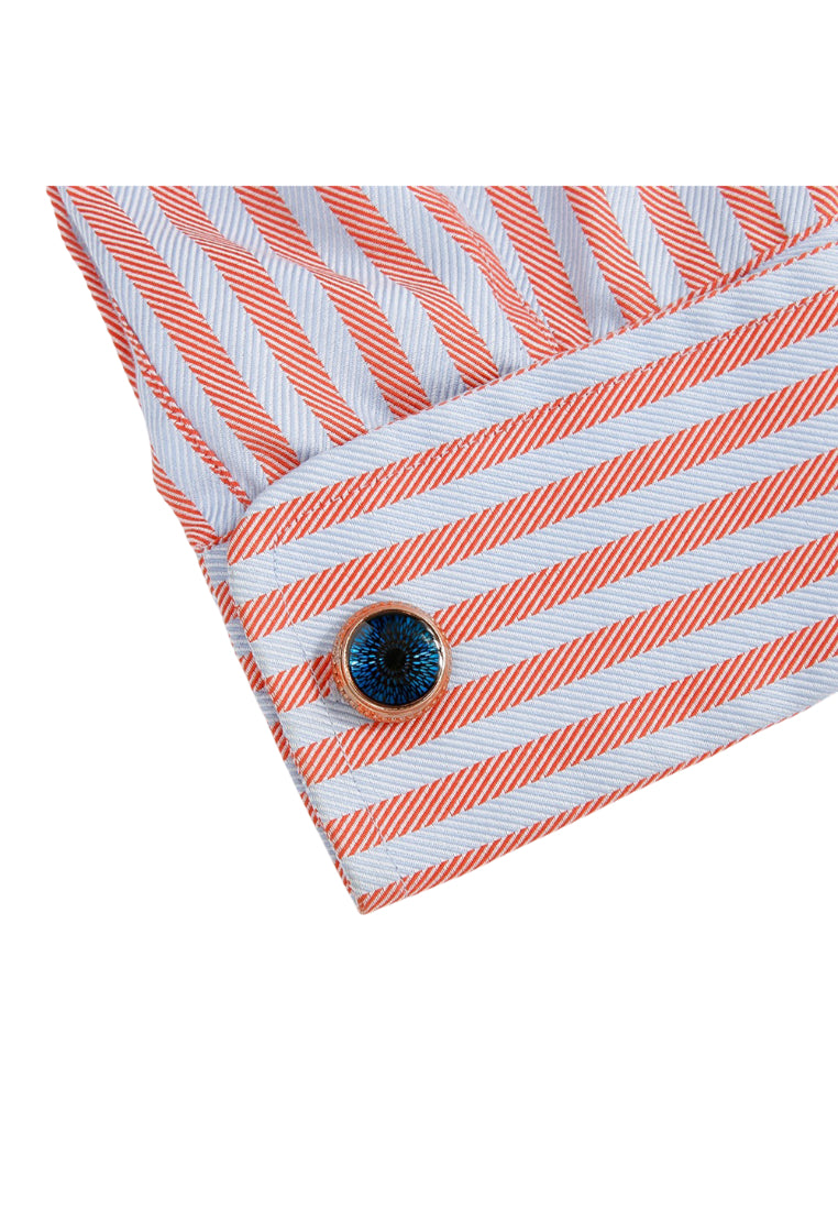 Dazzling Blue Pattern Round Rose Gold Men's Shirt Cufflinks