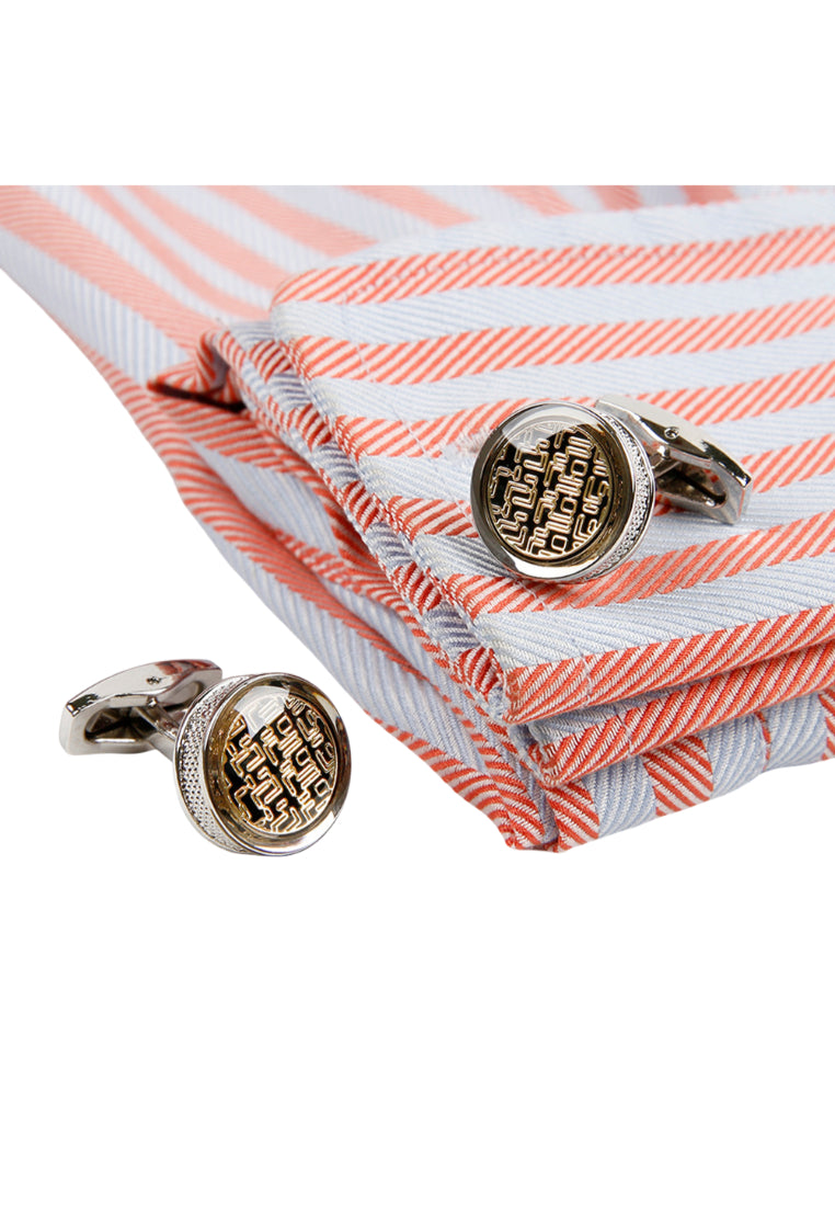 Men's Cufflinks Yellow Pattern Round Silver Shirt Cuff Nail Button