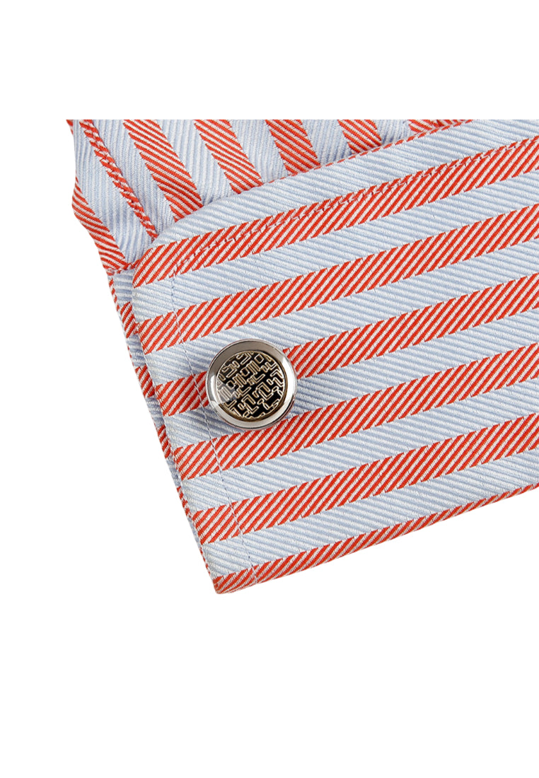 Men's Cufflinks Yellow Pattern Round Silver Shirt Cuff Nail Button