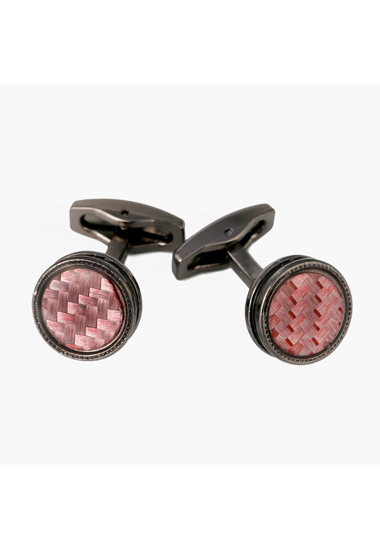 Men's Cufflinks Classic Simple Gold Gun Gray Round Table Red Striped Shirt Jewelry Pair