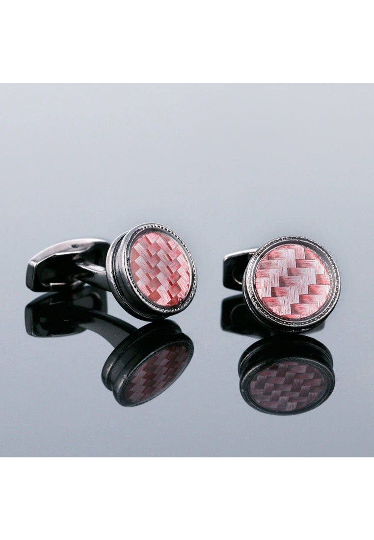 Men's Cufflinks Classic Simple Gold Gun Gray Round Table Red Striped Shirt Jewelry Pair