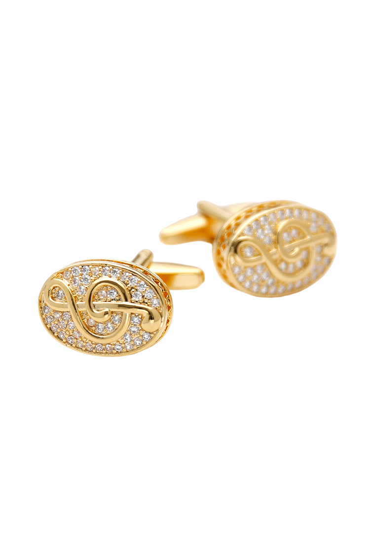 Men's Cufflinks High Quality Light Luxury Gold Inlaid Zircon Oval Musical Note Shirt Jewelry Pair