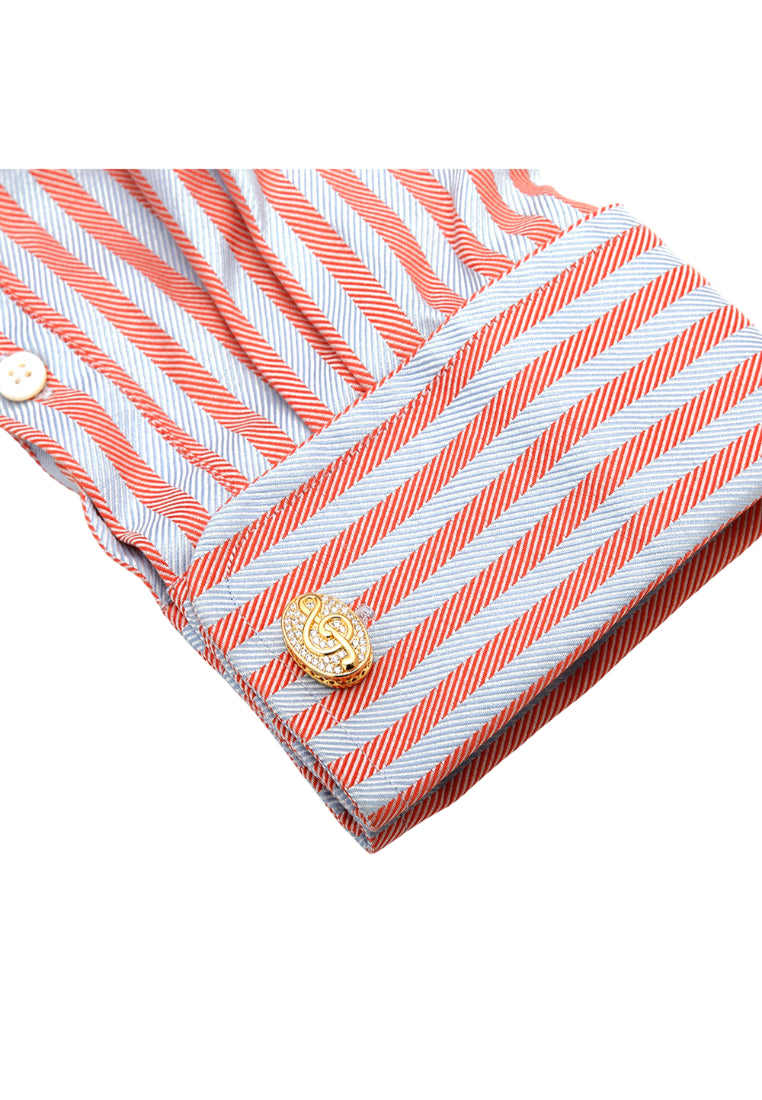 Men's Cufflinks High Quality Light Luxury Gold Inlaid Zircon Oval Musical Note Shirt Jewelry Pair