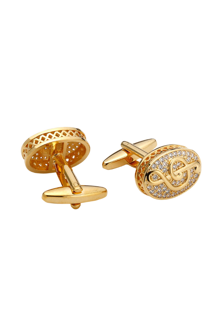 Men's Cufflinks High Quality Light Luxury Gold Inlaid Zircon Oval Musical Note Shirt Jewelry Pair