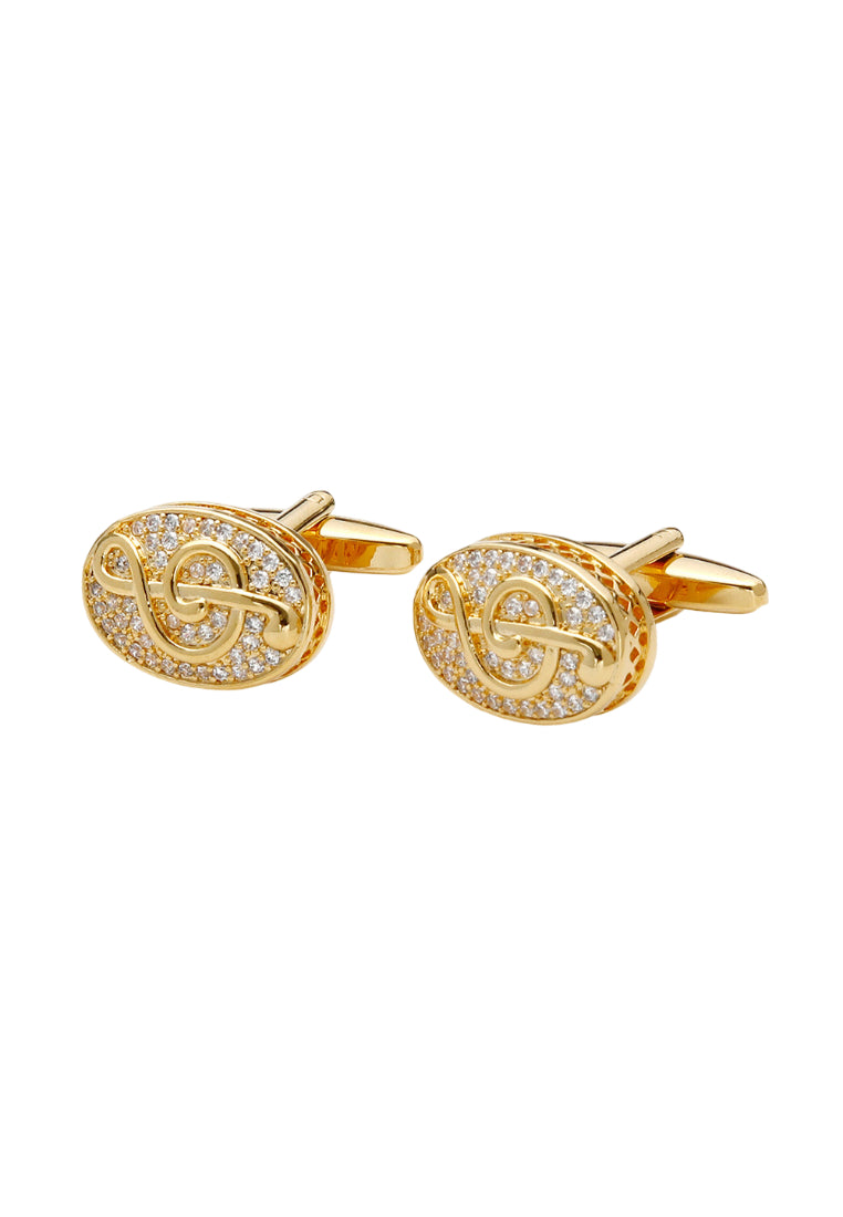 Men's Cufflinks High Quality Light Luxury Gold Inlaid Zircon Oval Musical Note Shirt Jewelry Pair