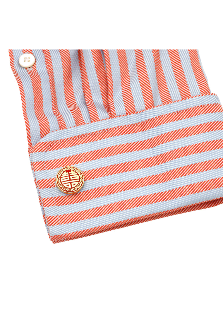 Men's Cufflinks Classic Simple Round Red Bottom Gold Double Happiness Wedding Shirt Accessories Pair