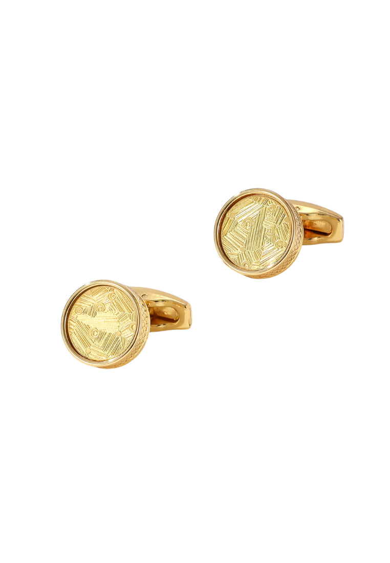 Men's Cufflinks Pattern Round Gold Shirt Cuff Nails