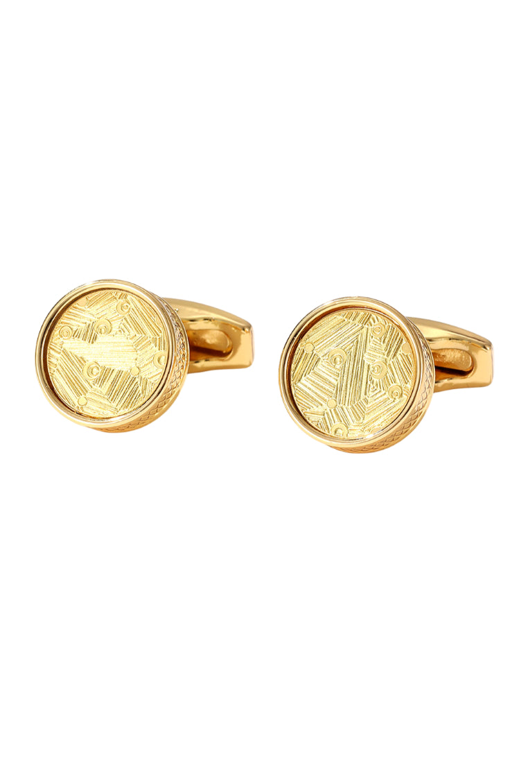 Men's Cufflinks Pattern Round Gold Shirt Cuff Nails
