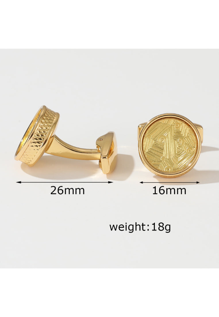 Men's Cufflinks Pattern Round Gold Shirt Cuff Nails