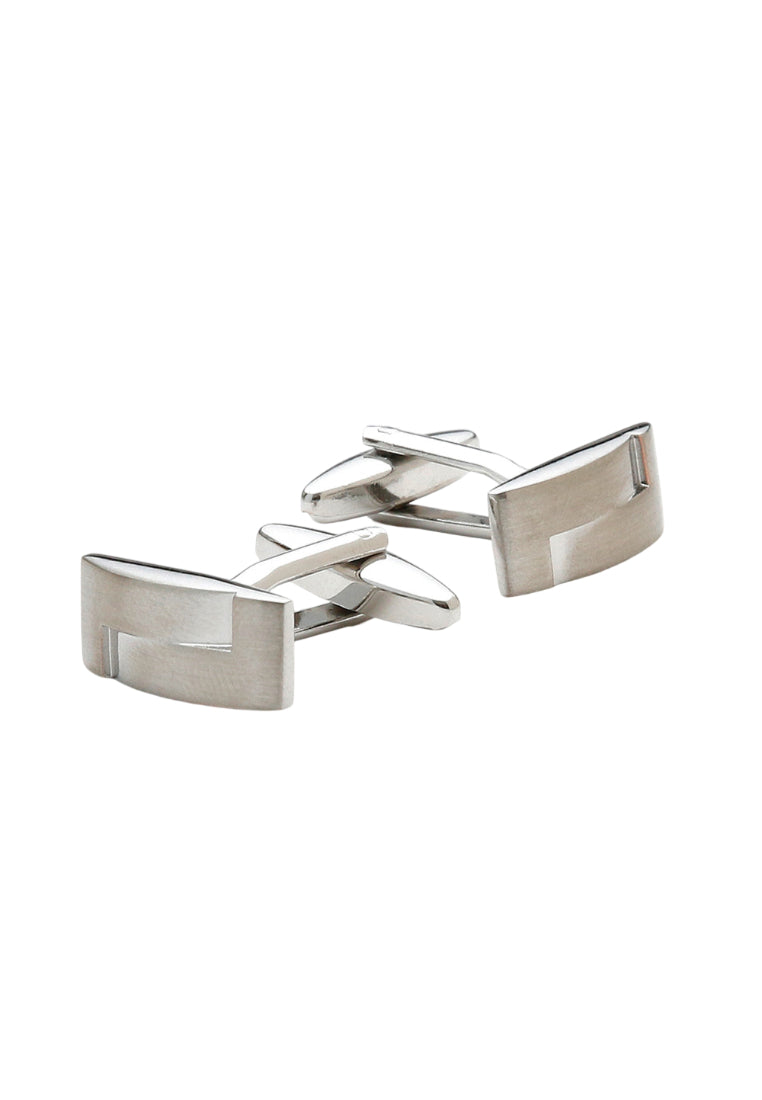 Pair Jewelry Simple Square Silver Brushed Solid Color Men's Shirt Cufflinks