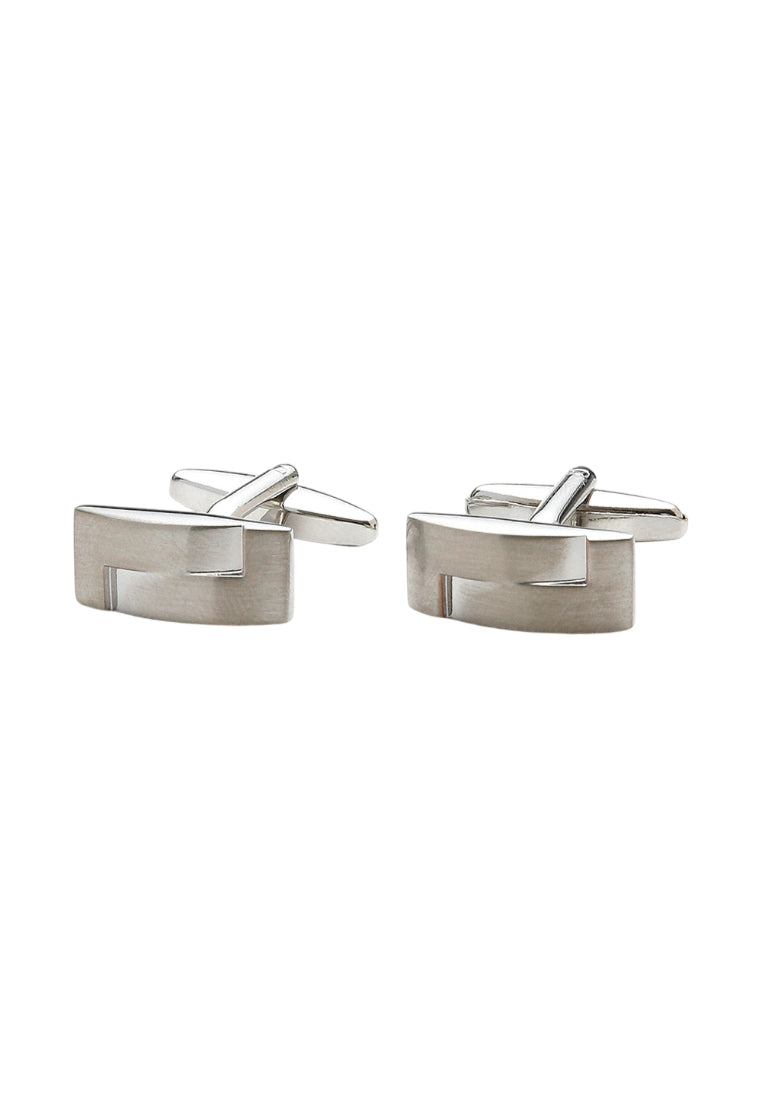 Pair Jewelry Simple Square Silver Brushed Solid Color Men's Shirt Cufflinks