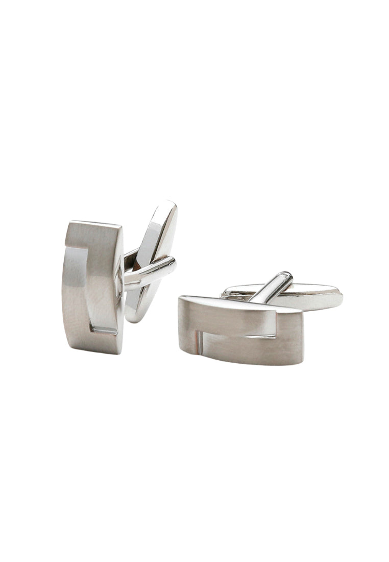 Pair Jewelry Simple Square Silver Brushed Solid Color Men's Shirt Cufflinks