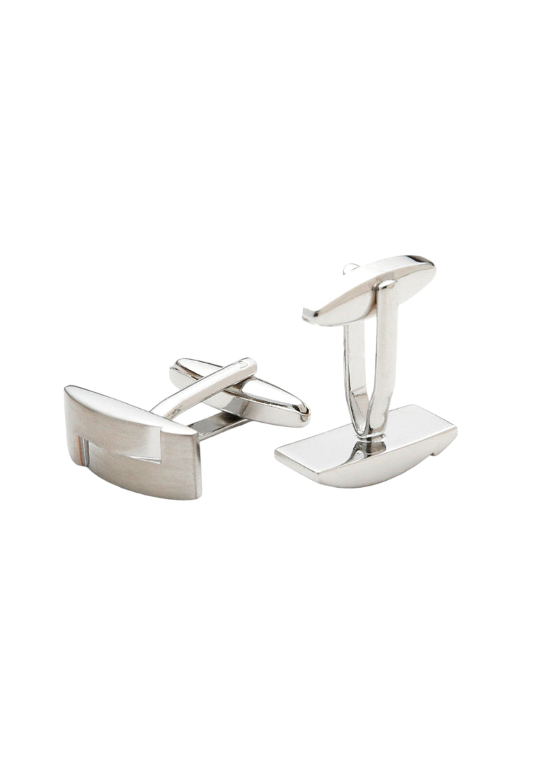 Pair Jewelry Simple Square Silver Brushed Solid Color Men's Shirt Cufflinks
