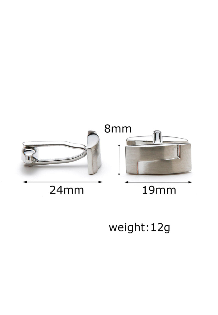 Pair Jewelry Simple Square Silver Brushed Solid Color Men's Shirt Cufflinks