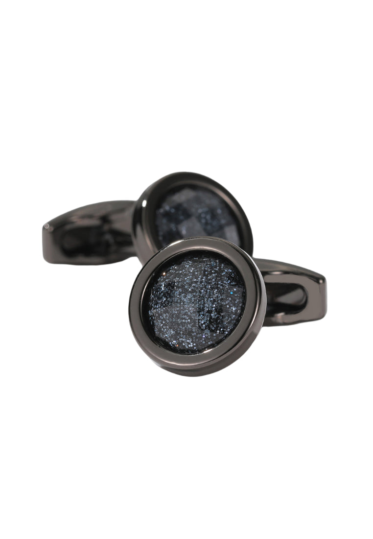 Men's Cufflinks Gray Star Pattern Round Gray Shirt Cuff Nail Button