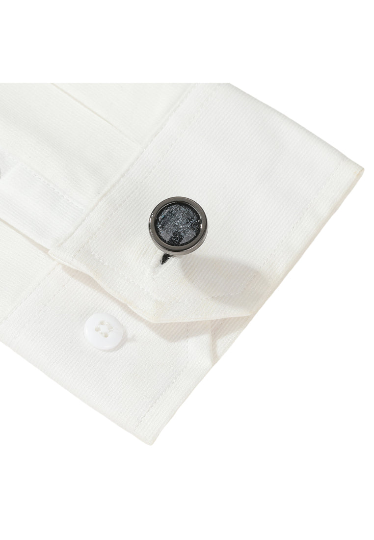 Men's Cufflinks Gray Star Pattern Round Gray Shirt Cuff Nail Button