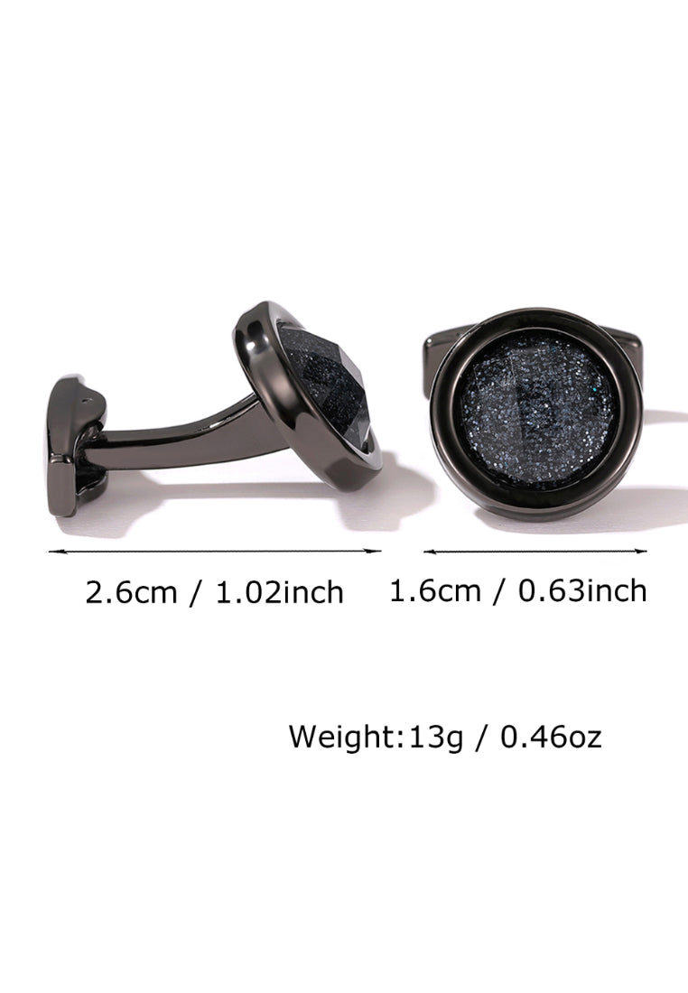 Men's Cufflinks Gray Star Pattern Round Gray Shirt Cuff Nail Button