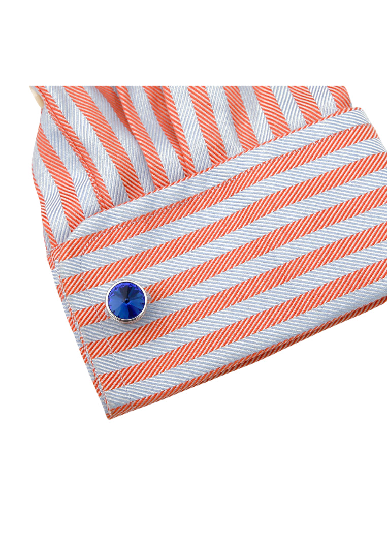 Men's Cufflinks Retro French Light Luxury Inlaid Blue Crystal Round Silver Shirt Sleeve Nail