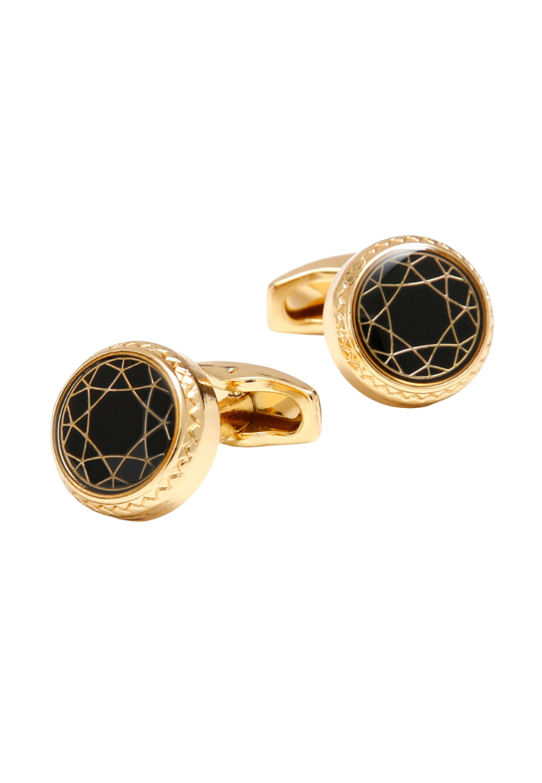 Men's Cufflinks French Pattern Round Gold Casual Button Accessories Pair