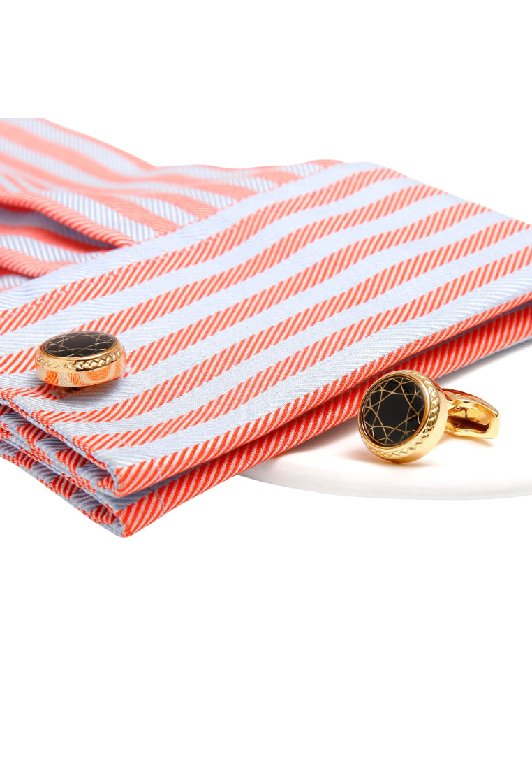 Men's Cufflinks French Pattern Round Gold Casual Button Accessories Pair