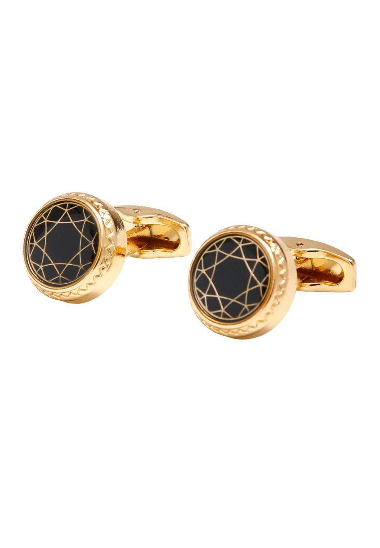 Men's Cufflinks French Pattern Round Gold Casual Button Accessories Pair