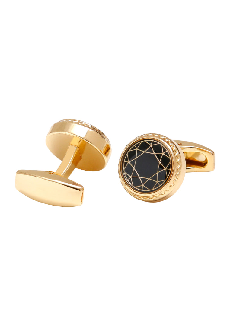 Men's Cufflinks French Pattern Round Gold Casual Button Accessories Pair