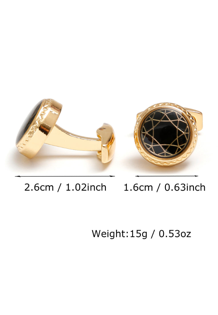 Men's Cufflinks French Pattern Round Gold Casual Button Accessories Pair