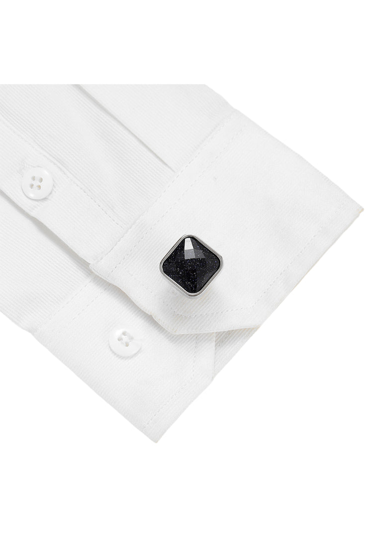 Men's Cufflinks High Quality Simple Light Luxury Blue Sandstone Silver Square Shirt Jewelry