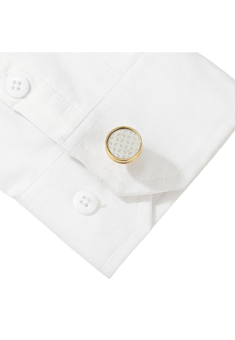 Men's Cufflinks Silver Pattern Round Gold Shirt Jewelry Pair