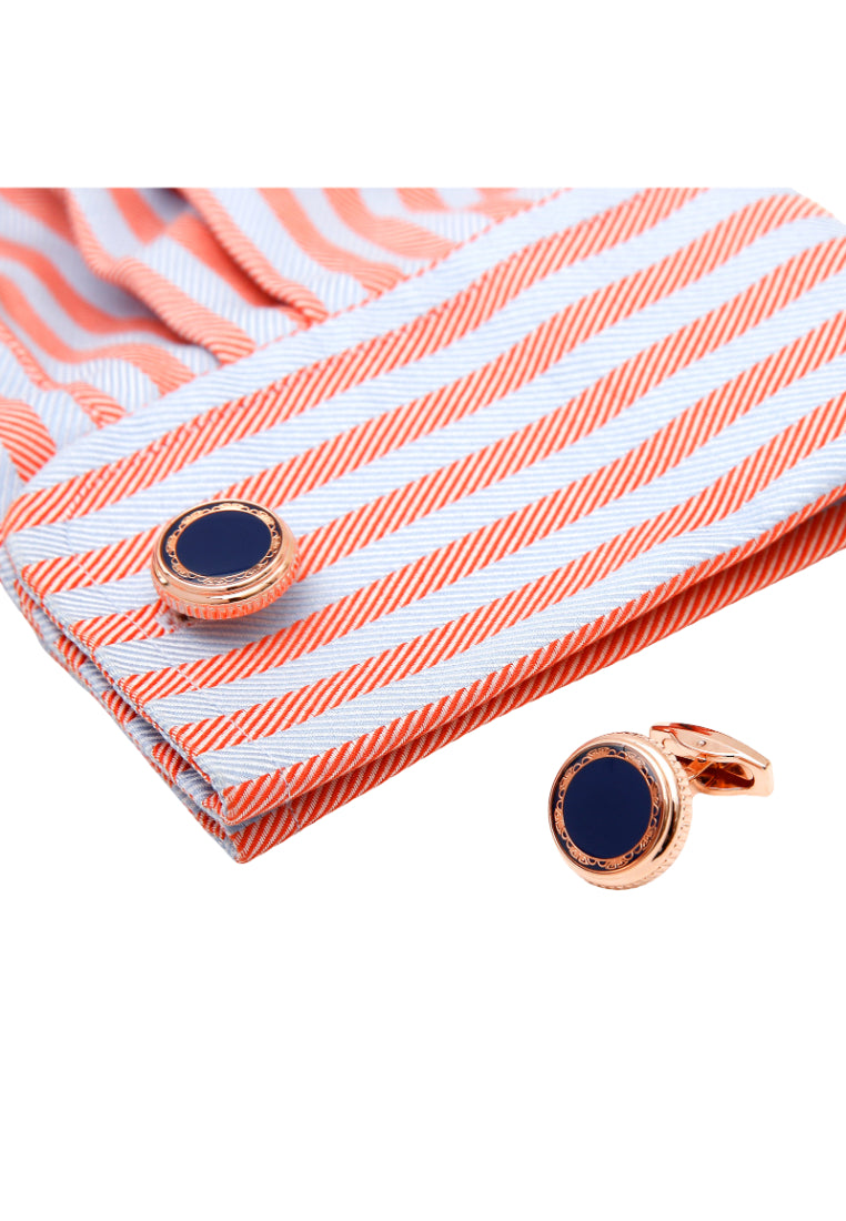 Men's Cufflinks Advanced Retro Pattern Rose Gold Round Copper Shirt Sleeve Nail
