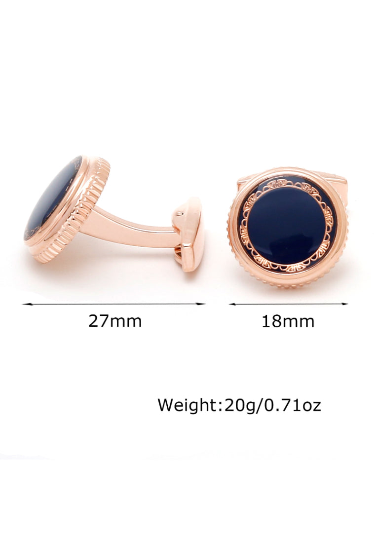 Men's Cufflinks Advanced Retro Pattern Rose Gold Round Copper Shirt Sleeve Nail