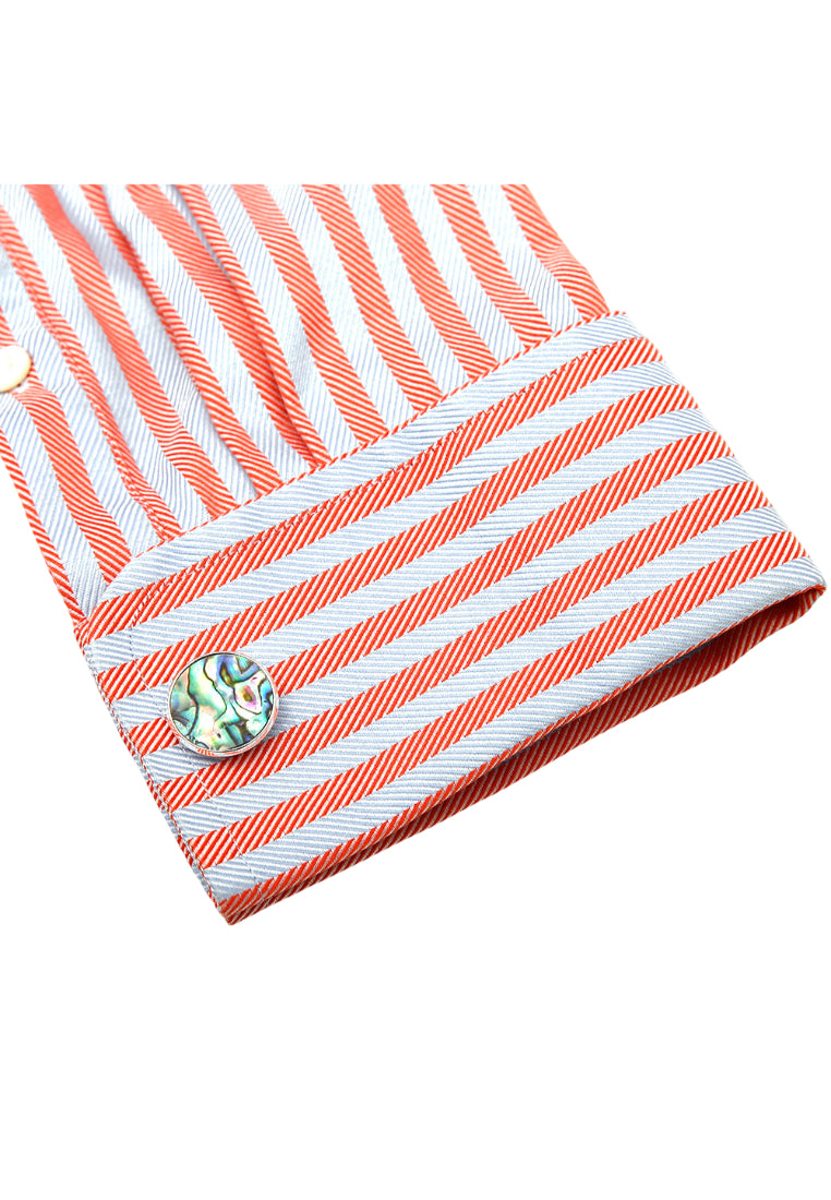 Men's Cufflinks Light Luxury Inlaid Abalone Round Silver Color Shirt Sleeve Nail Button