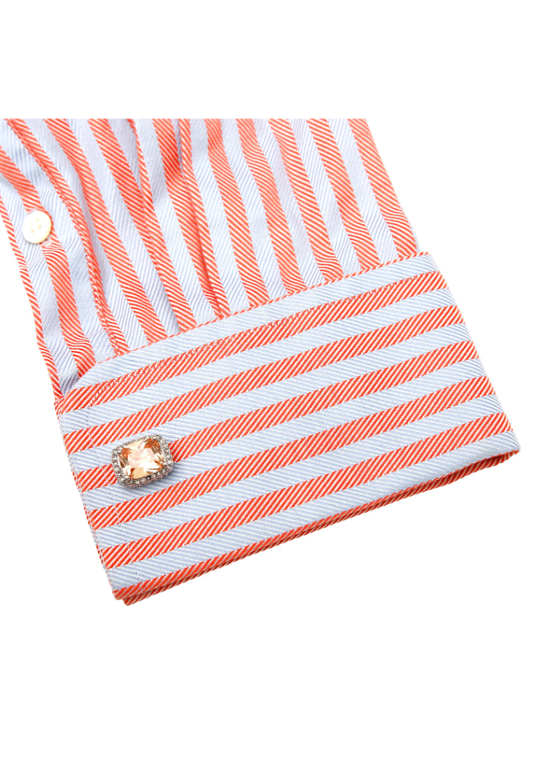 Men's Cufflinks Light Luxury French Temperament Inlaid Orange Zircon Square Shirt Sleeve Nail Jewelry