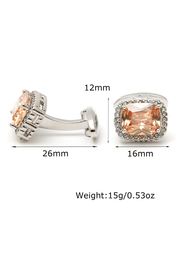 Men's Cufflinks Light Luxury French Temperament Inlaid Orange Zircon Square Shirt Sleeve Nail Jewelry